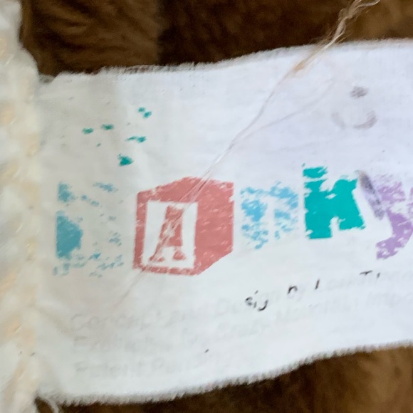 Vintage Satin Trim Teddy Bear Plush Blanket Bear Rug - Brown - Cream - 26”x26” - Picture 6 of 8